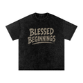Snow Washed Blessed beginnings Oversized Cotton T-Shirt